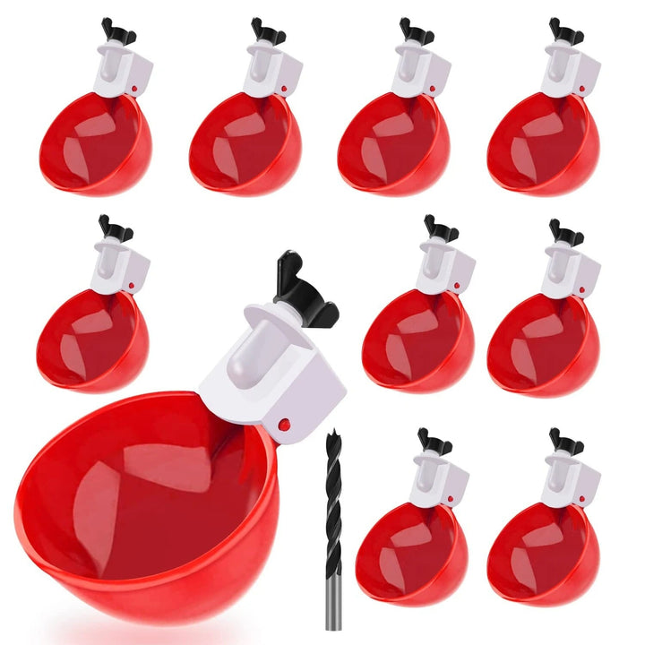 Chicken Waterer Cups Automatic Water Refill Plastic Drinking 12 Pack Poultry - Image 1