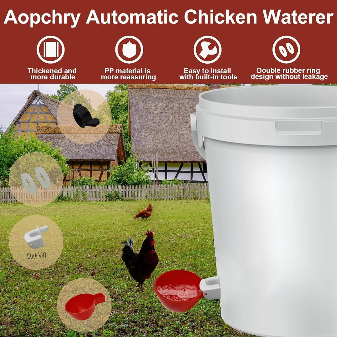 Chicken Waterer Cups Automatic Water Refill Plastic Drinking 12 Pack Poultry - Image 8