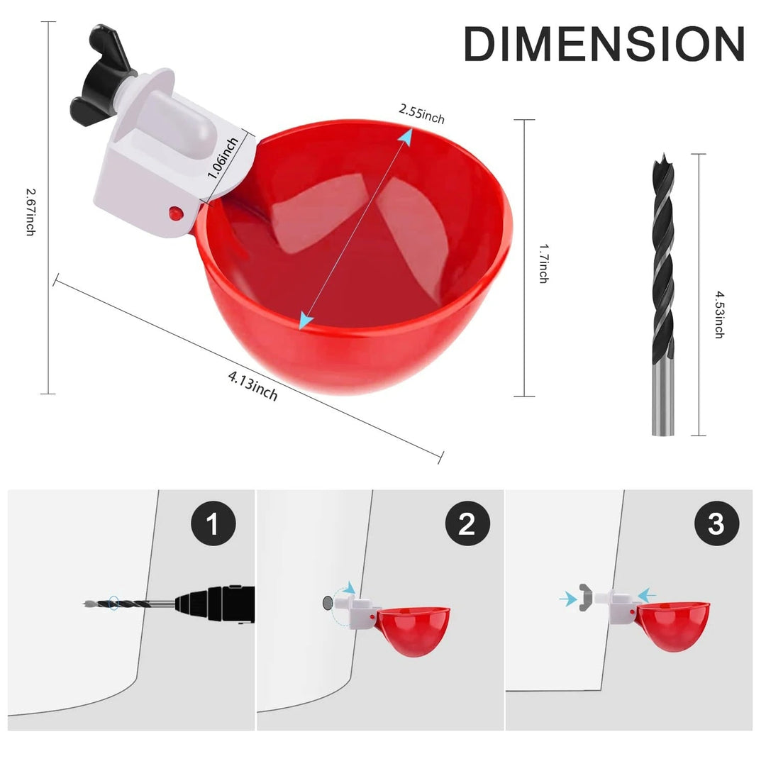 Chicken Waterer Cups Automatic Water Refill Plastic Drinking 12 Pack Poultry - Image 9