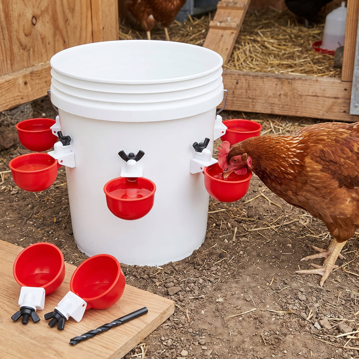 Chicken Waterer Cups Automatic Water Refill Plastic Drinking 12 Pack Poultry - hero