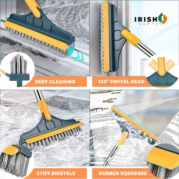 Cleaning Brush Multi-purpose With Swivel Head Squeegee For Grout Tile Floor And Deep Scrubbing - Image 4