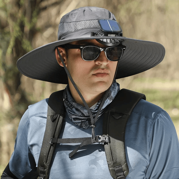 Clip On Fan Solar Hat Wide Brim Outdoor Upf Ventilated - Image 1