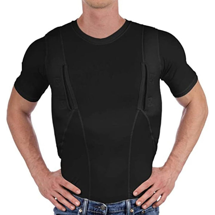 Concealed Carry Shirt Compression Tactical Short Sleeve Crew Neck Holster Pocket Tee - Image 6