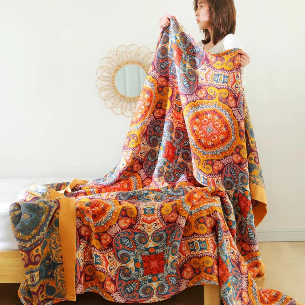 Cooling Blanket Cotton Reversible Boho Throw Boho Blanket - Image 1