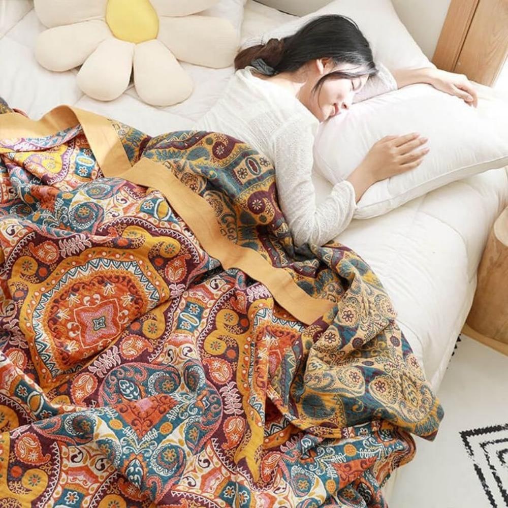 Cooling Blanket Cotton Reversible Boho Throw Boho Blanket - Image 3