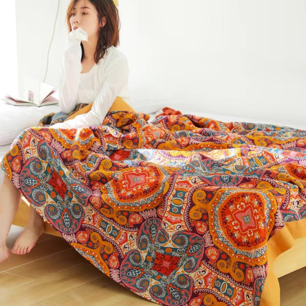 Cooling Blanket Cotton Reversible Boho Throw Boho Blanket - Image 7