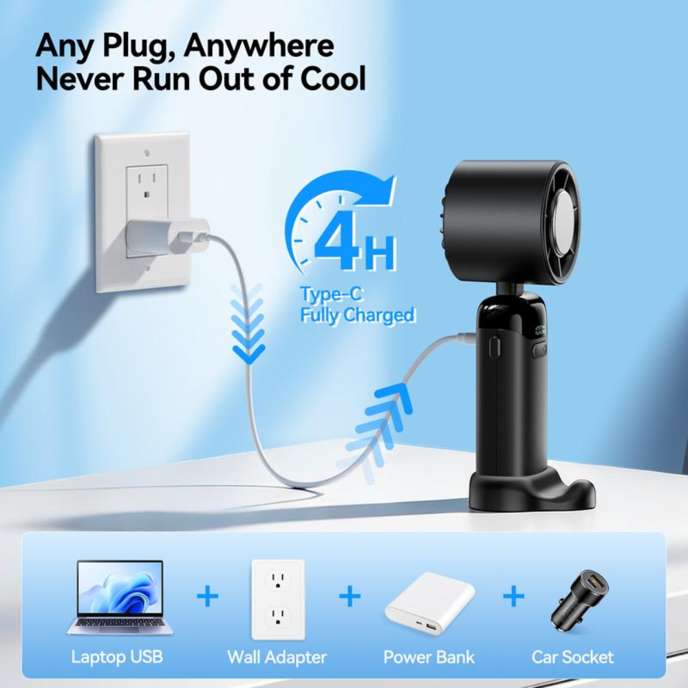 Cooling Portable Fan Handheld Fan USB Rechargeable - Image 4