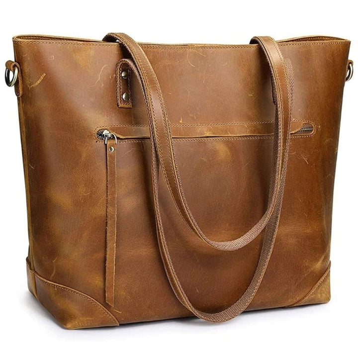 Crossbody Shoulder Leather Tote Bag Vintage Bucket Tote - Image 3