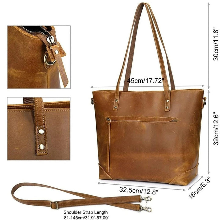 Crossbody Shoulder Leather Tote Bag Vintage Bucket Tote - Image 5