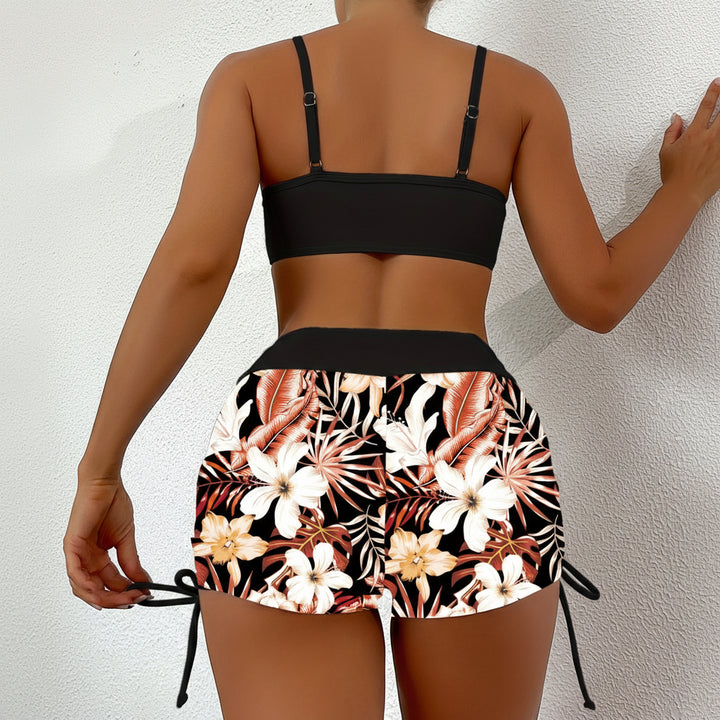 Bikini Set Women Tropical Swim Shorts High Stretch Two Piece