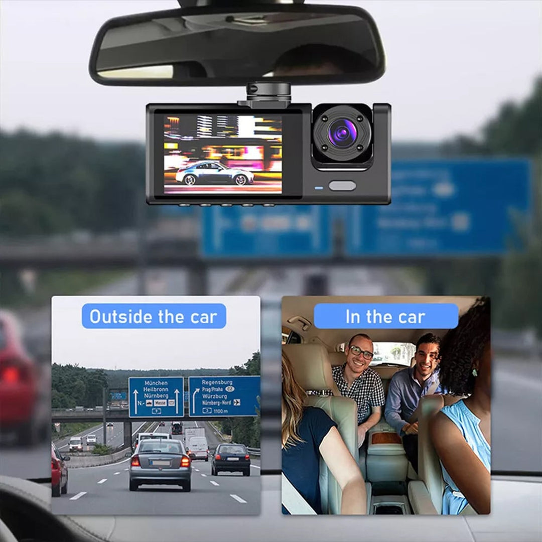 Dash Cam Dual Lens 1080p Front And Interior Car Camera With Display Screen Black Plastic - Image 4
