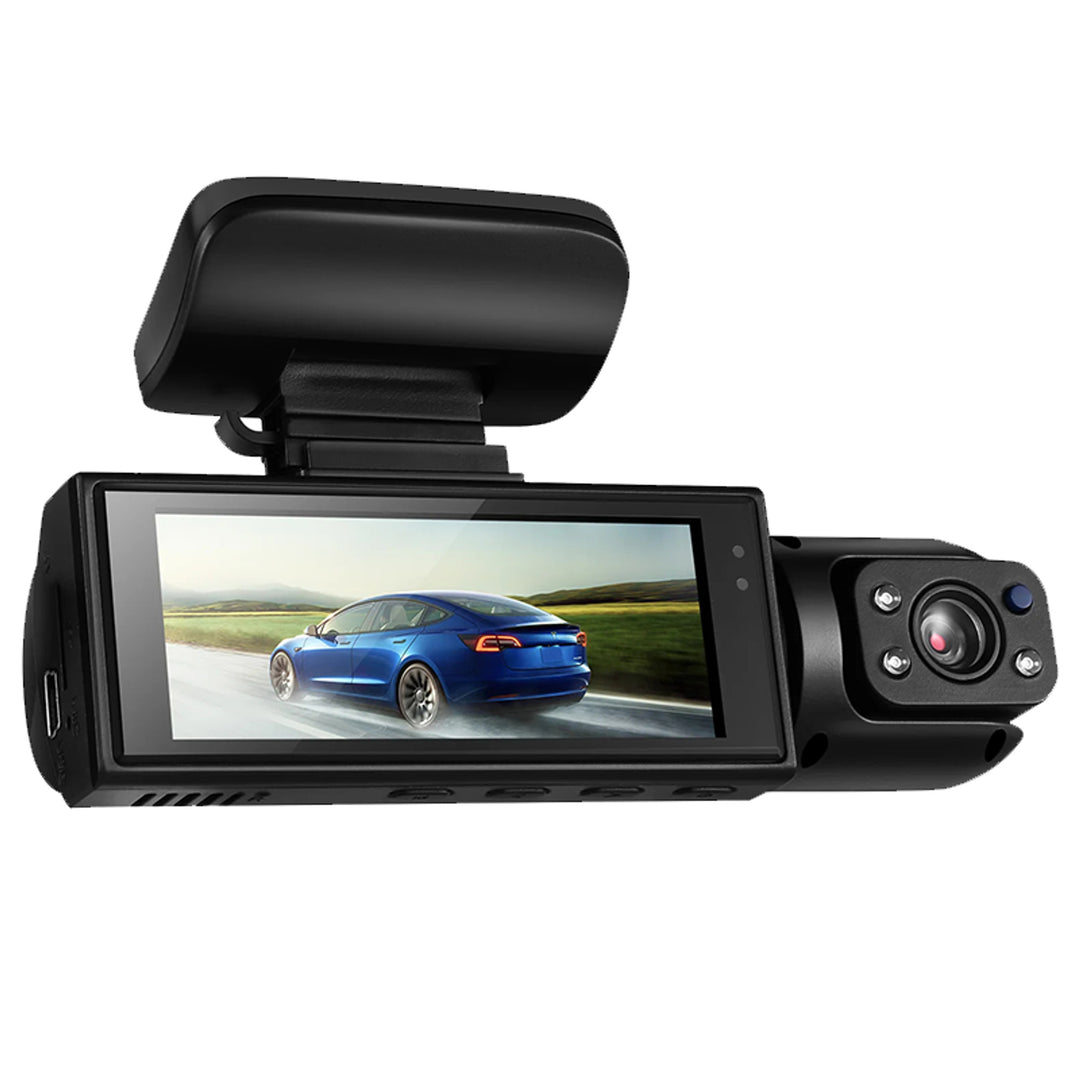 Dash Cam Dual Lens 1080p Front And Interior Car Camera With Display Screen Black Plastic - Image 1