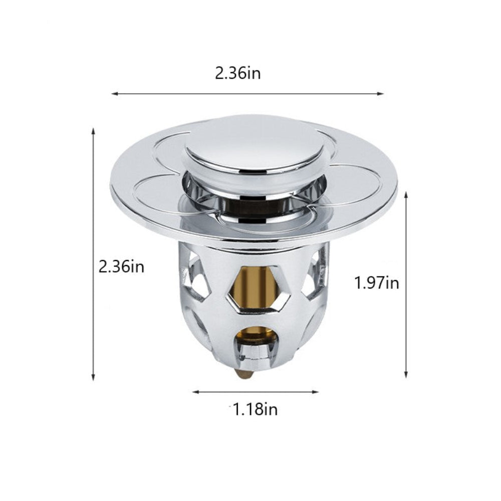 Sink Drain Stopper Pop Up Stainless Steel Bathroom Plug