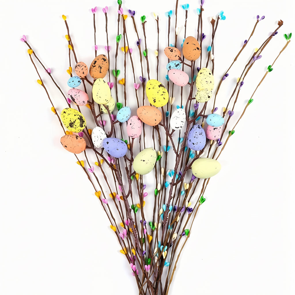 Artificial Easter Vine Stems Pastel Eggs Berries Decor
