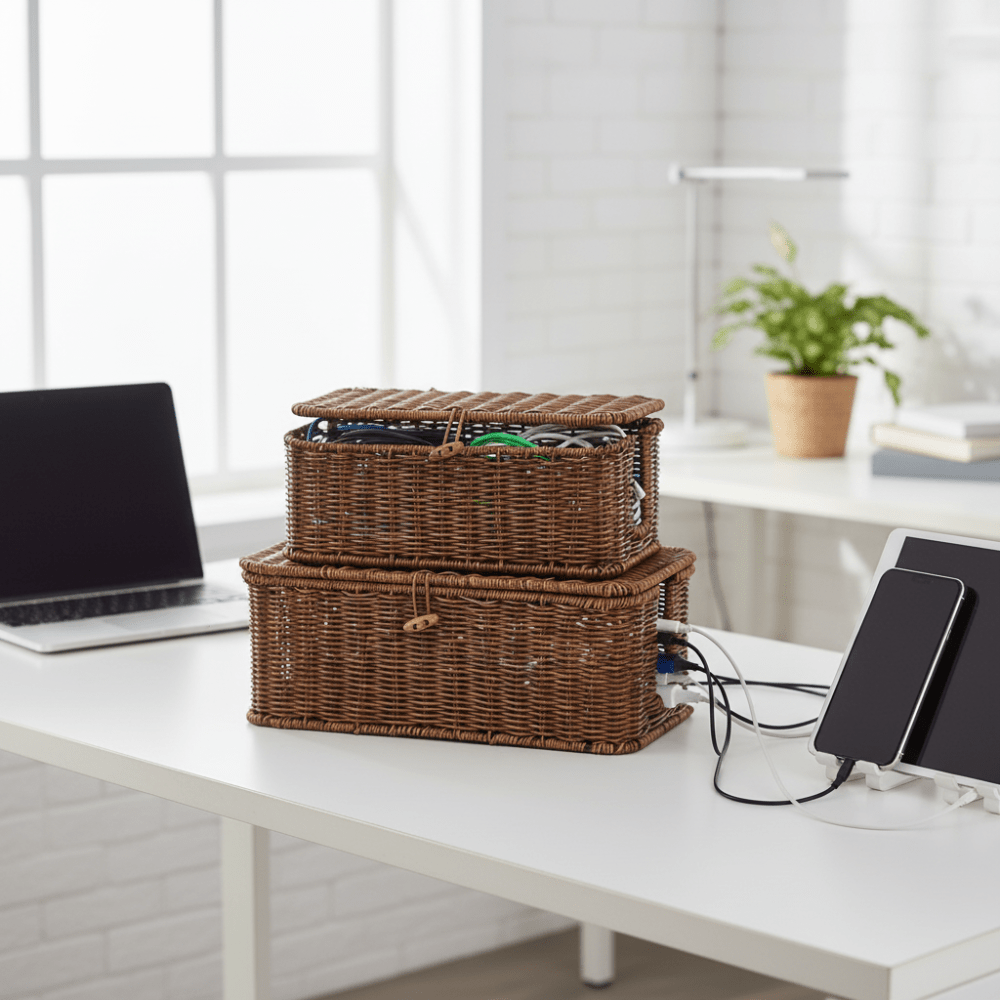 Desk Cable Organizer Cord Organizer Box Storage Bin - Image 4