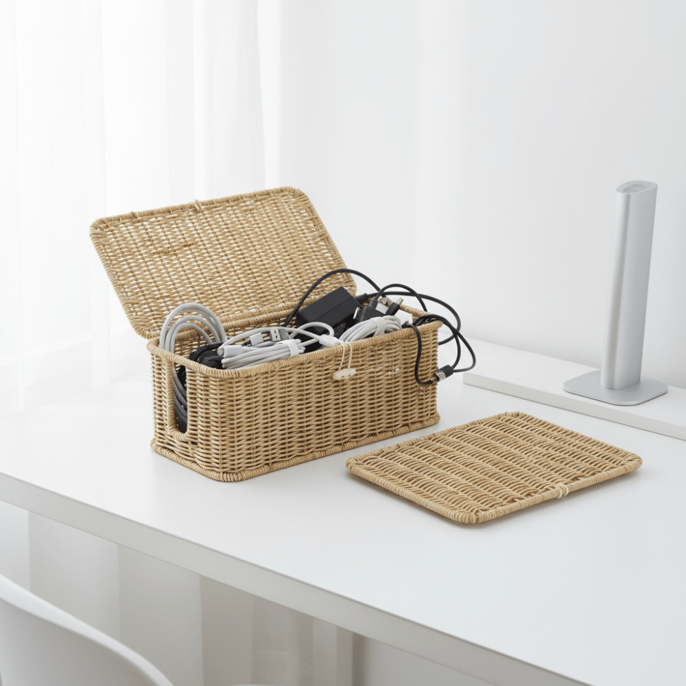 Desk Cable Organizer Cord Organizer Box Storage Bin - Image 6