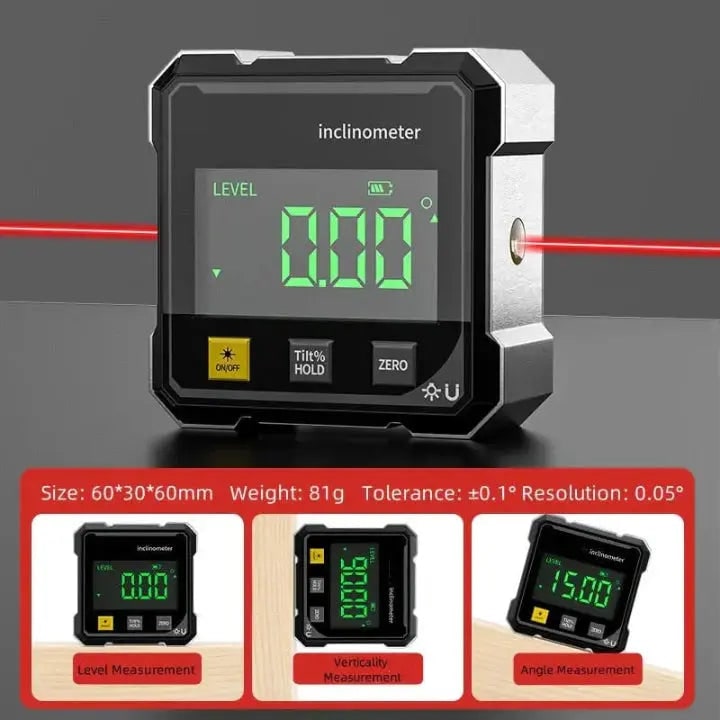 Digital Inclinometer Angle Finder With Laser Level Tool And Backlit Display - Image 5