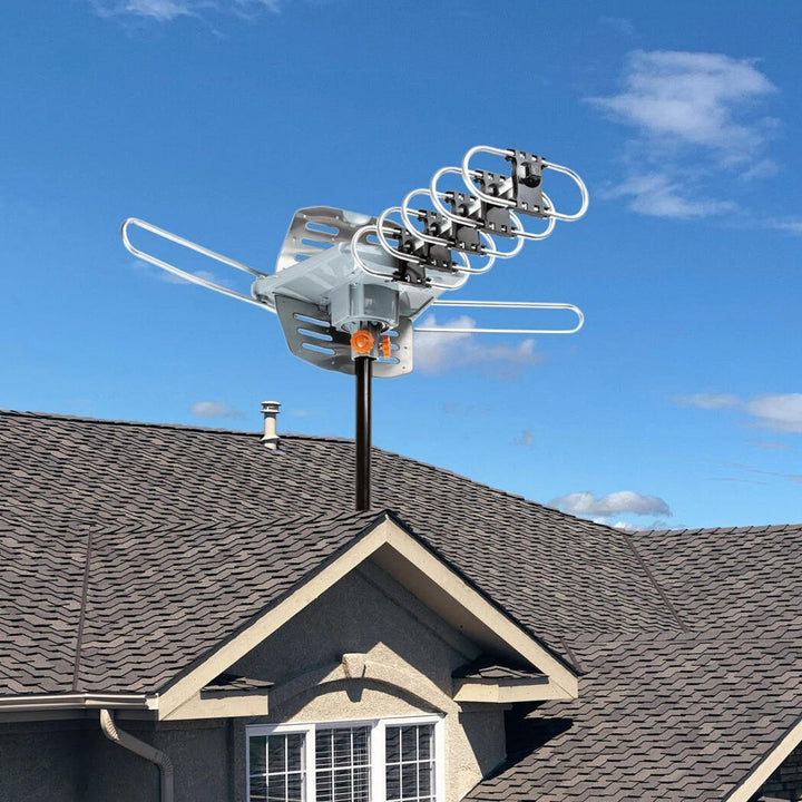 Digital TV Antenna Long Range Motorized Outdoor Amplifier 150 Mile Silver - Image 3
