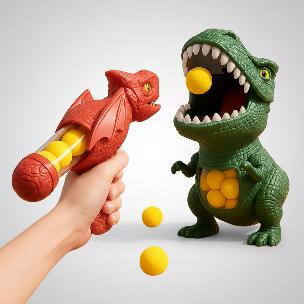 Dinosaur Toy Ball Blaster Shooting Game Foam Balls Kids