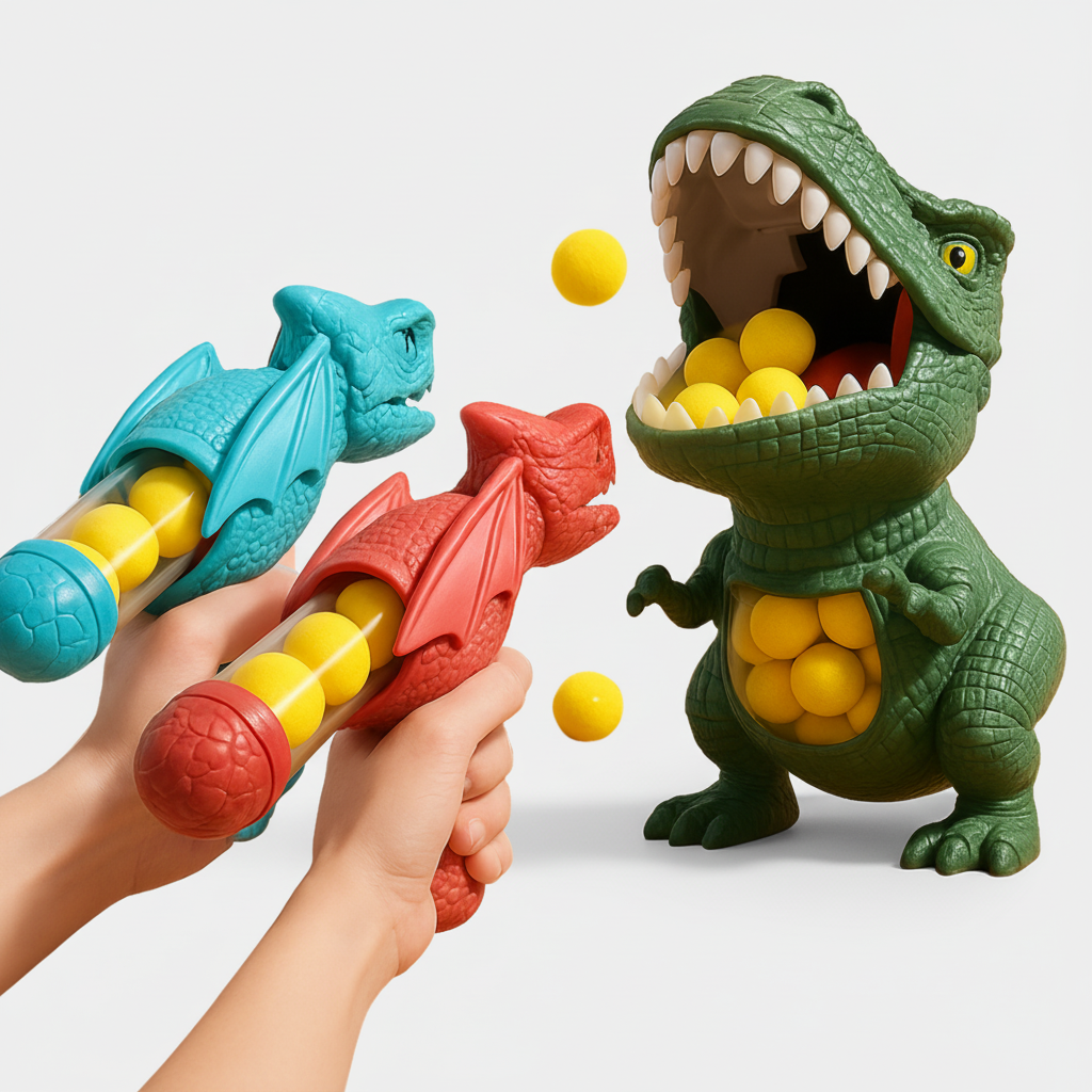 Dinosaur Toy Ball Blaster Shooting Game Foam Balls Kids