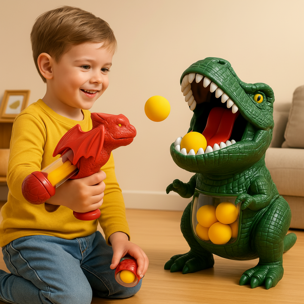 Dinosaur Toy Ball Blaster Shooting Game Foam Balls Kids