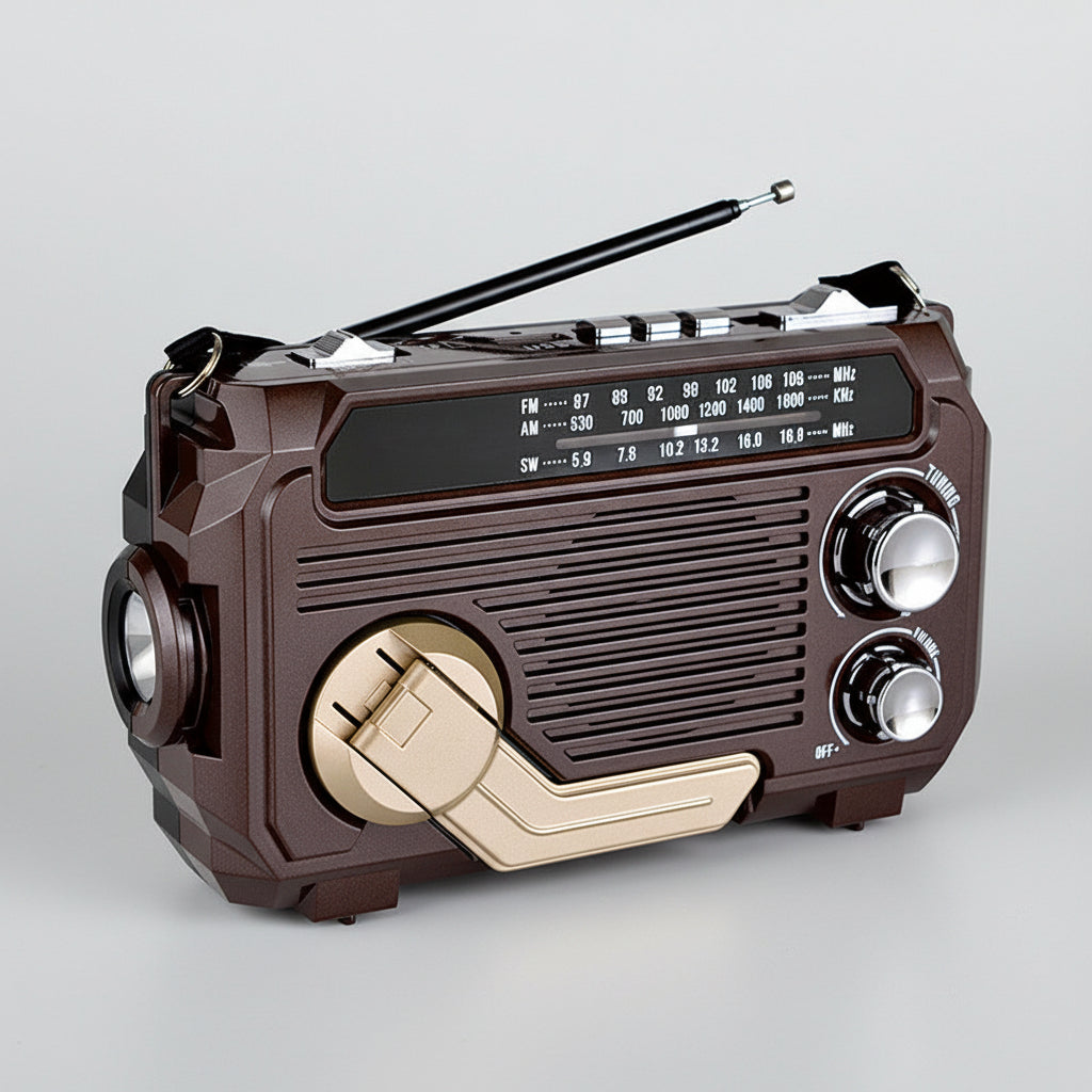 Solar Powered Emergency Radio Bluetooth Flashlight USB Charging