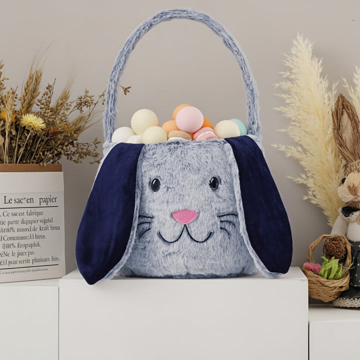 Borsa Morbida a Forma di Coniglio Pasquale con Cesto per Caramelle e Uova