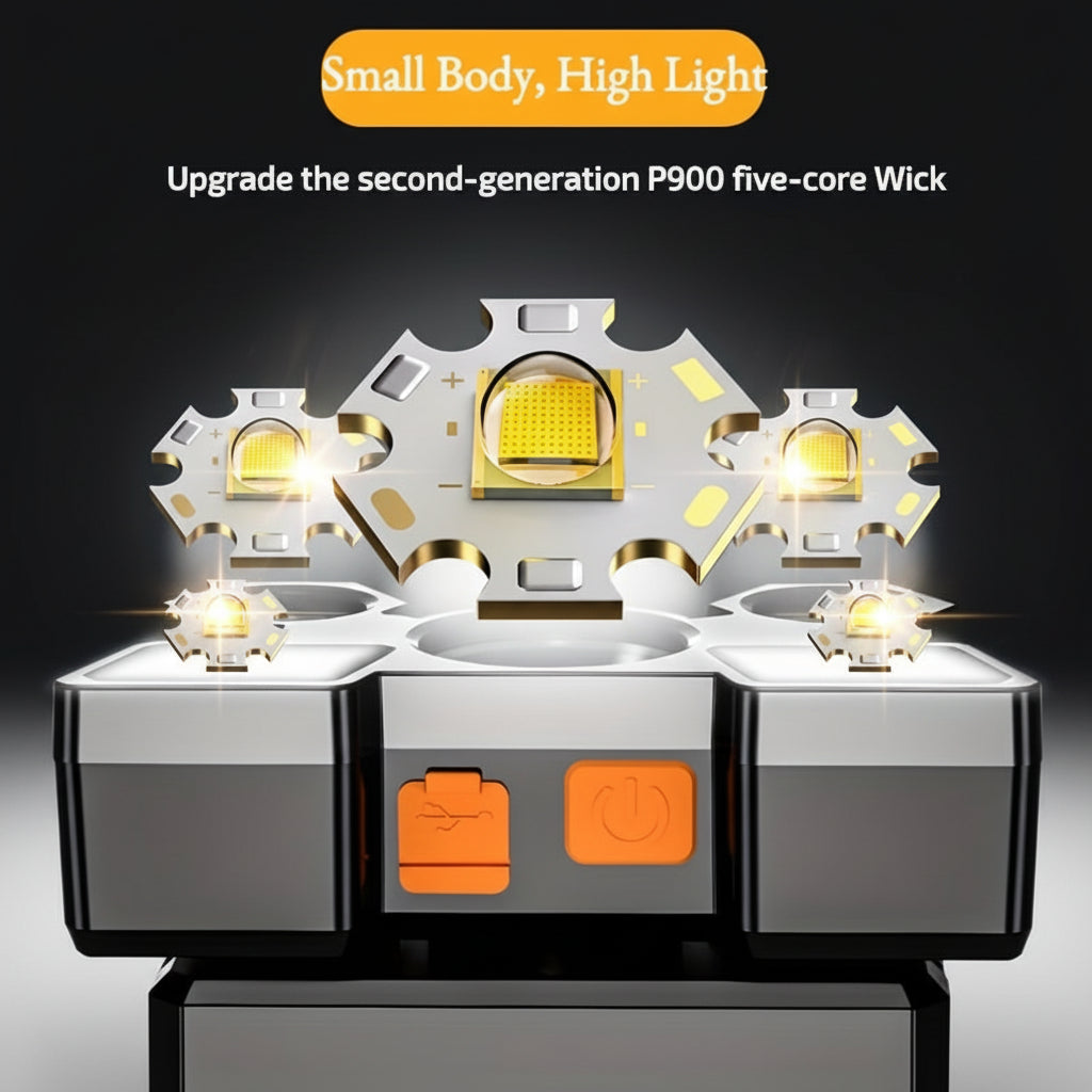 Lampada frontale da trekking ricaricabile a LED con luce USB brillante