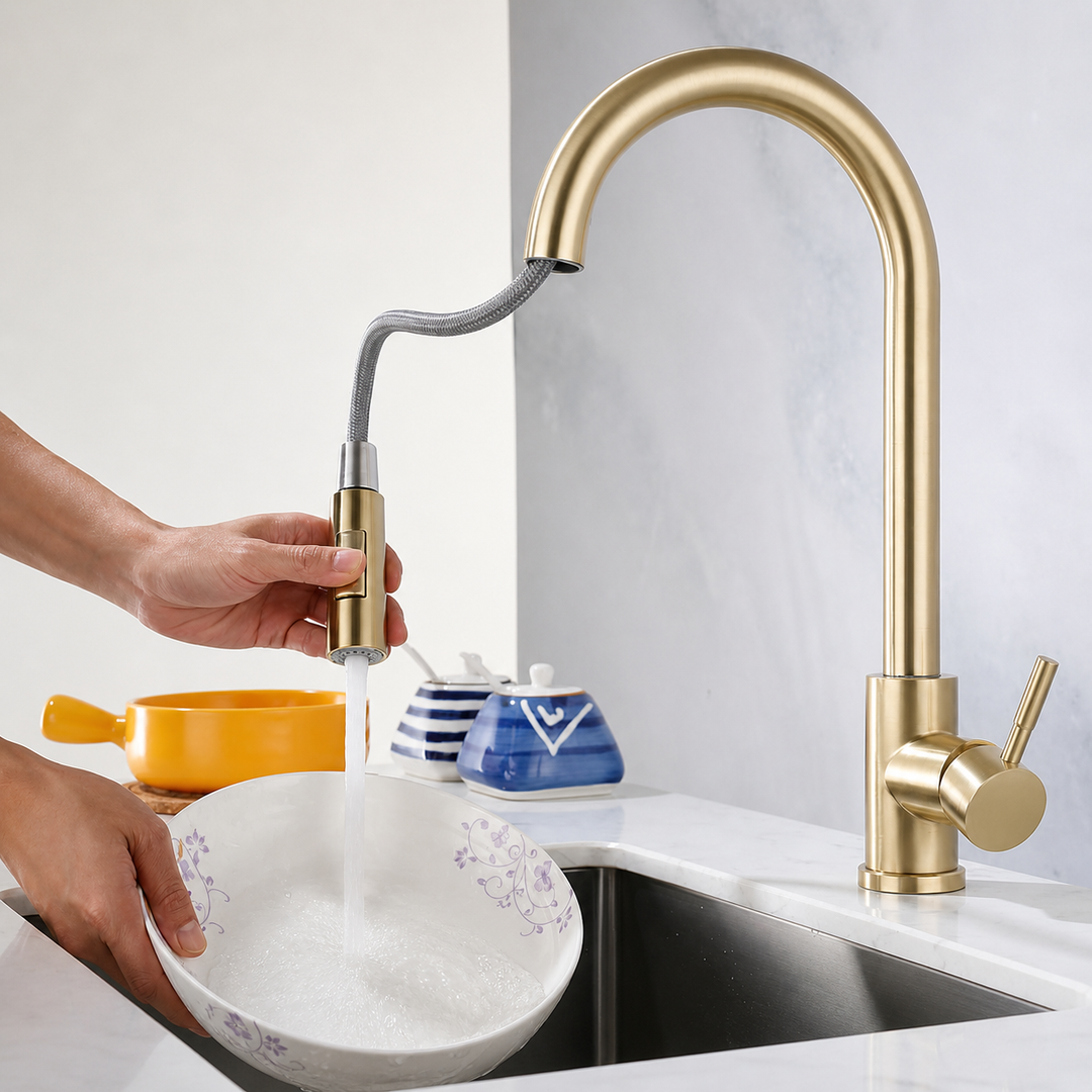 Extendable Kitchen Faucet Pull Down Sprayer Stainless Steel