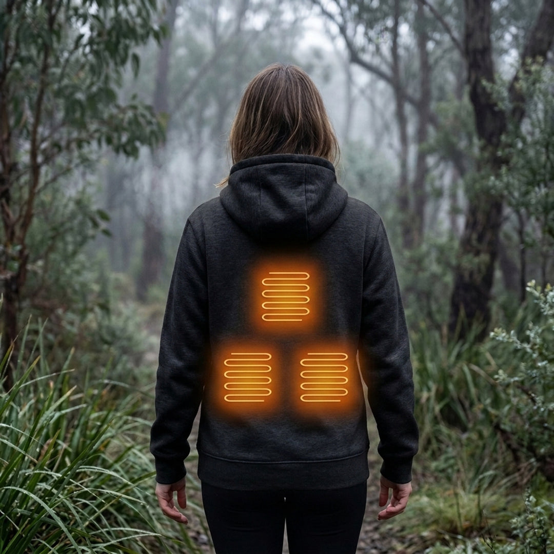 Electric Heated Zip-Up Hoodie With Built-In Heating Elements And 3 Heat Level Chest Control - Image 10