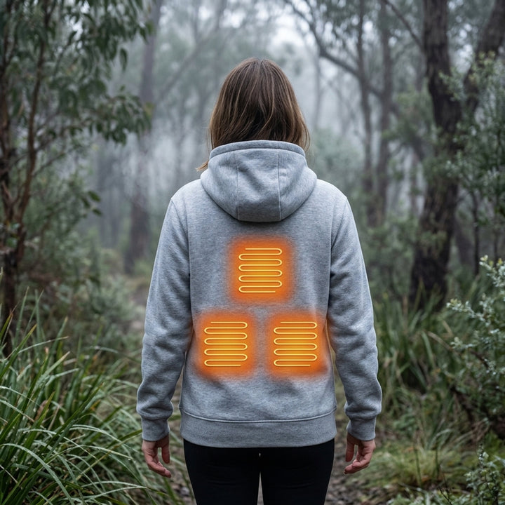 Electric Heated Zip-Up Hoodie With Built-In Heating Elements And 3 Heat Level Chest Control - Image 4
