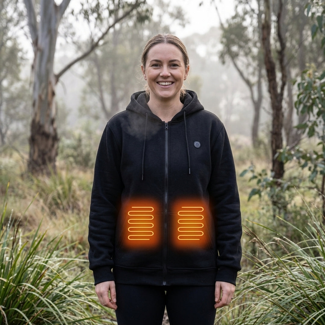 Electric Heated Zip-Up Hoodie With Built-In Heating Elements And 3 Heat Level Chest Control - Image 9