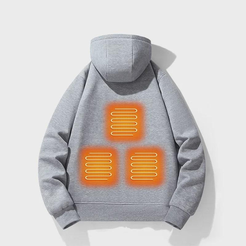 Electric Heated Zip-Up Hoodie With Built-In Heating Elements And 3 Heat Level Chest Control - Image 2