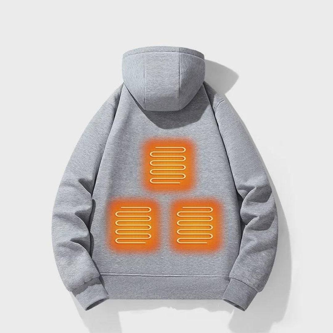 Electric Heated Zip-Up Hoodie With Built-In Heating Elements And 3 Heat Level Chest Control - Image 2
