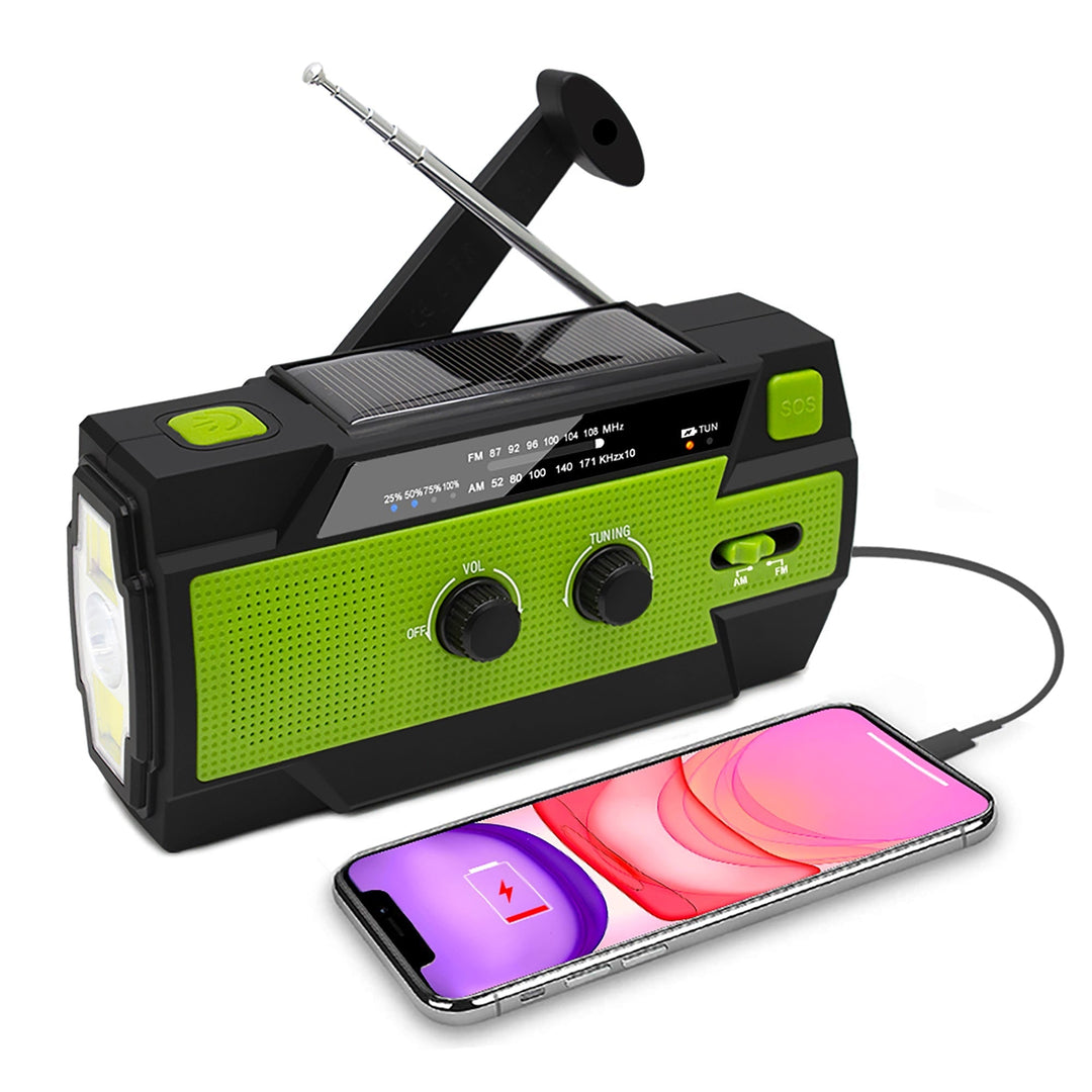 Emergency Radio Weather Portable Am Fm With Hand Crank Solar Panel Flashlight - Image 1