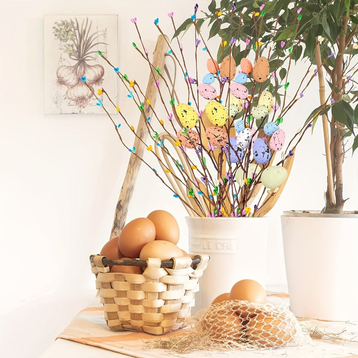 Artificial Easter Vine Stems Pastel Eggs Berries Decor
