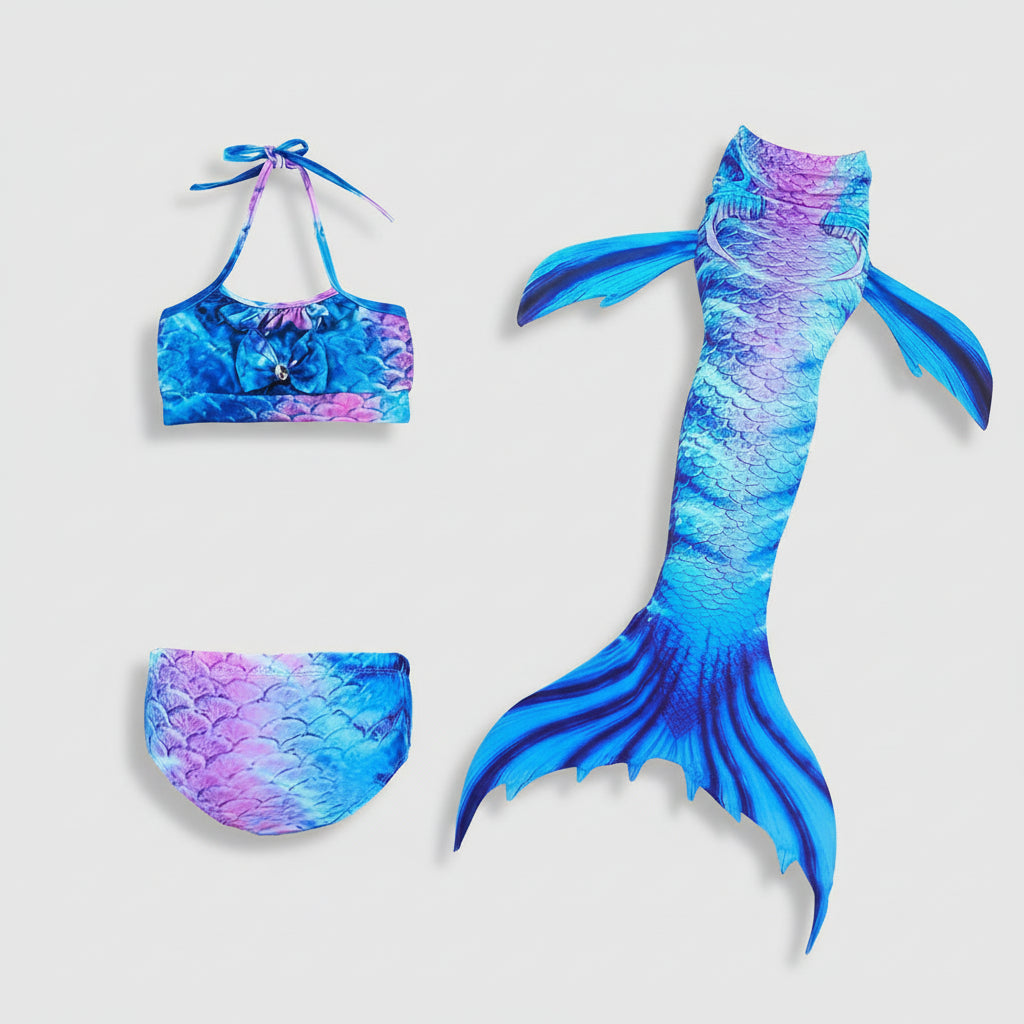 Mermaid Costume Kids Swimsuit Princess Bikini Set Tail