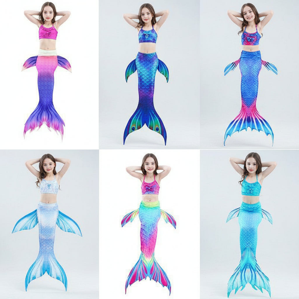 Mermaid Costume Kids Swimsuit Princess Bikini Set Tail