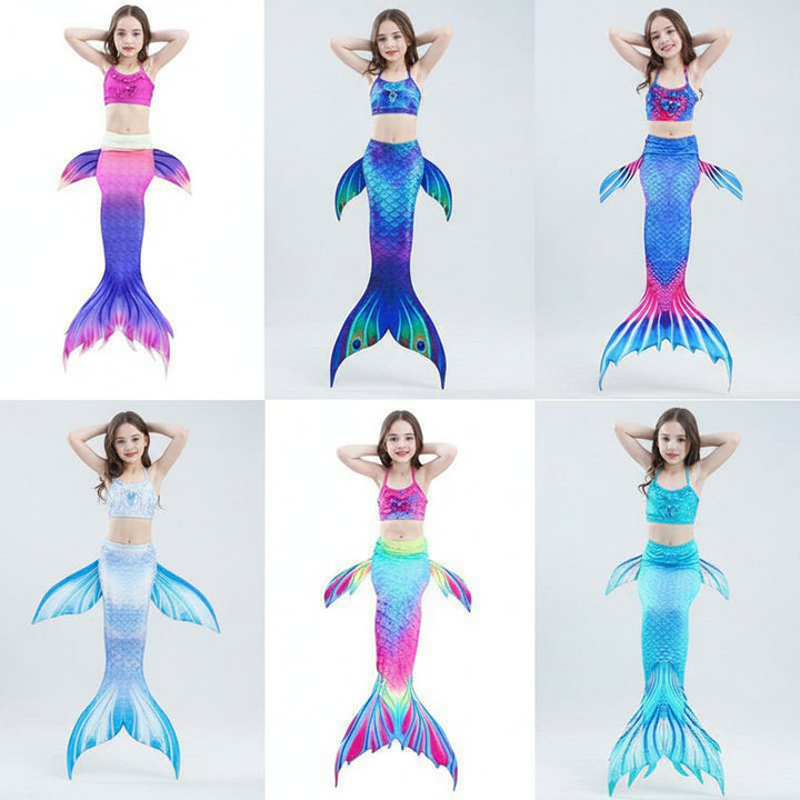 Mermaid Costume Kids Swimsuit Princess Bikini Set Tail