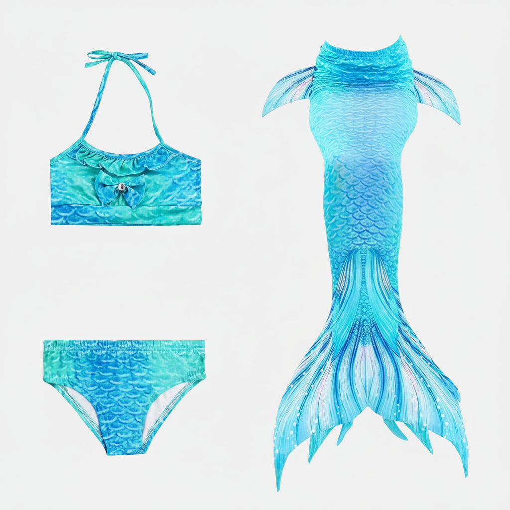 Mermaid Costume Kids Swimsuit Princess Bikini Set Tail
