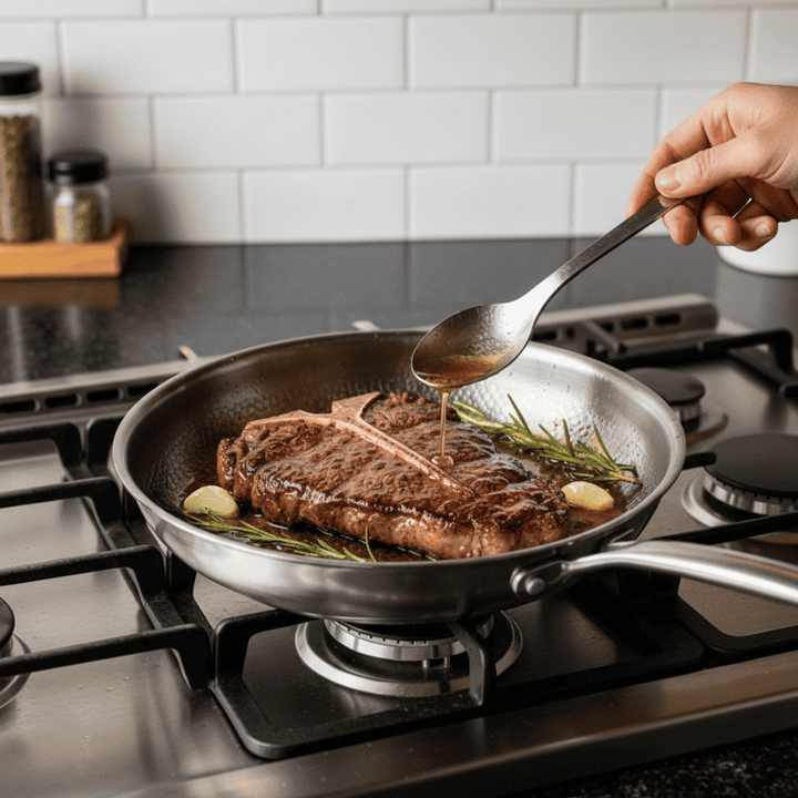 Frying Pan Stainless Steel Titanium Cooking Pan Induction Stove