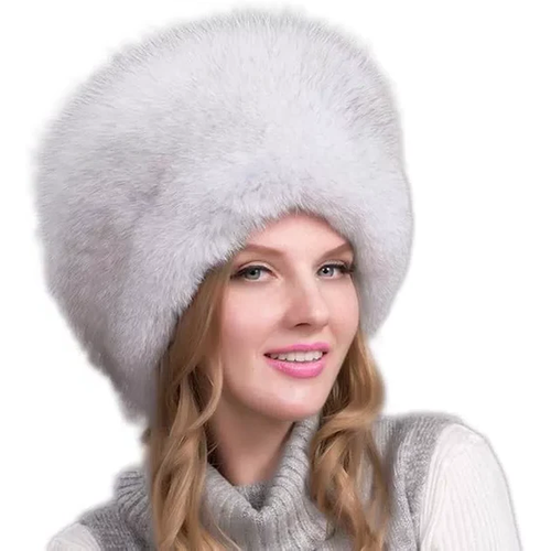 Fox Fur Hat Women's Thick Winter Earflap Cap Warm Natural Fashion Earmuffs - Image 3