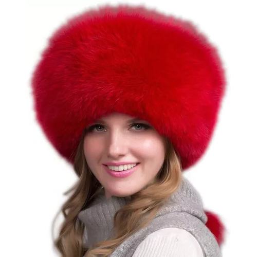 Fox Fur Hat Women's Thick Winter Earflap Cap Warm Natural Fashion Earmuffs - Image 4