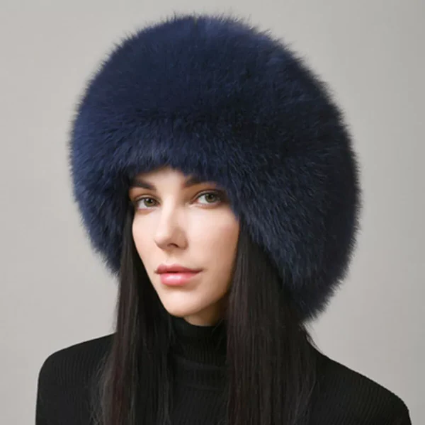 Fox Fur Hat Women's Thick Winter Earflap Cap Warm Natural Fashion Earmuffs - Image 7