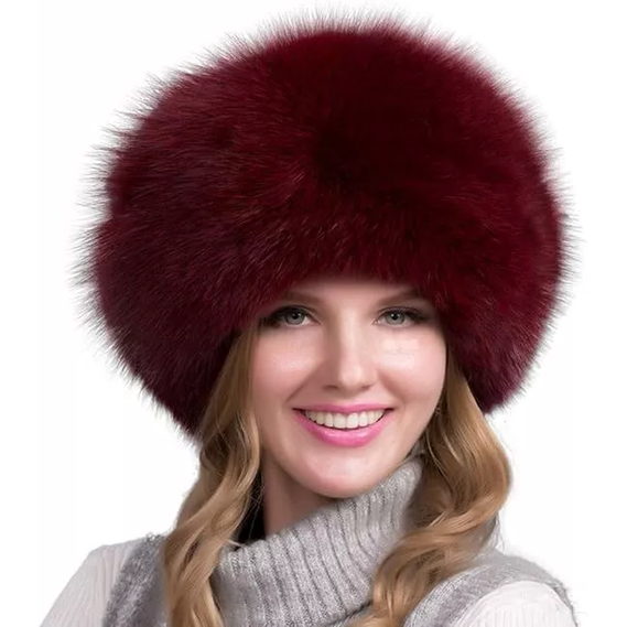 Fox Fur Hat Women's Thick Winter Earflap Cap Warm Natural Fashion Earmuffs - Image 8