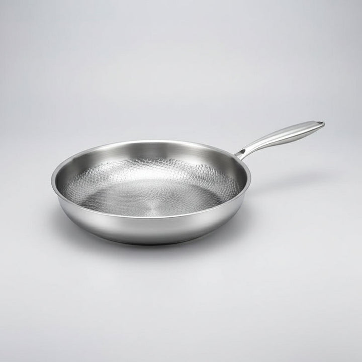 Frying Pan Non Stick Titanium Coated Hammered Stainless Steel Cookware Glass - Image 10