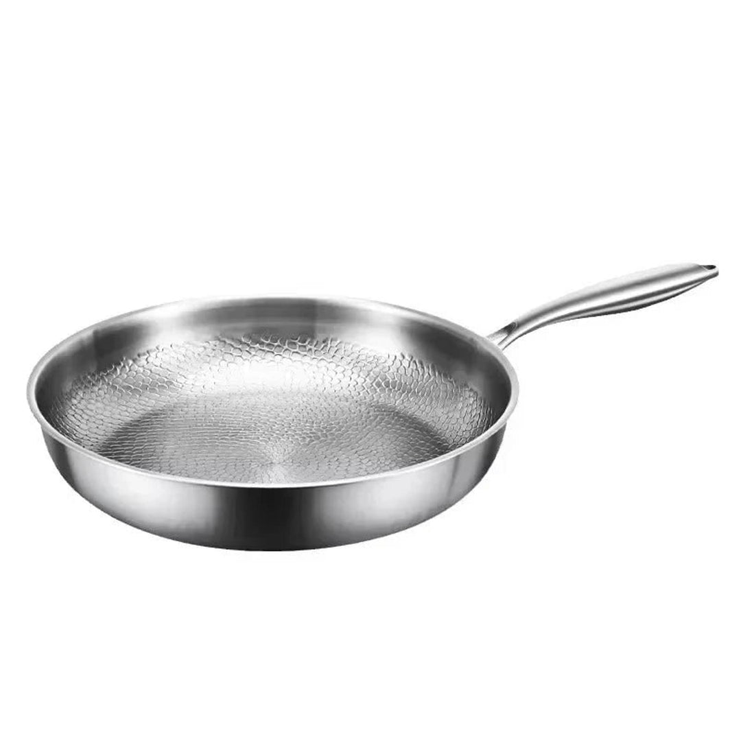 Frying Pan Non Stick Titanium Coated Hammered Stainless Steel Cookware Glass - Image 9