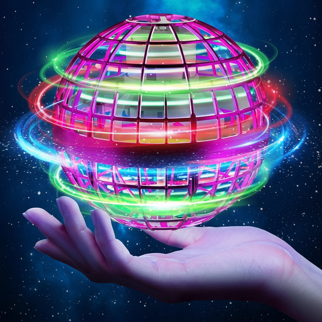 Flying Orb Toy LED Light Spinner Drone Ball Kids Adults