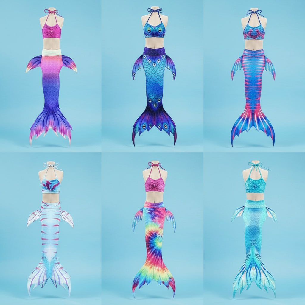 Girls Swimwear Mermaid Costume Fun Swim Set - Image 1