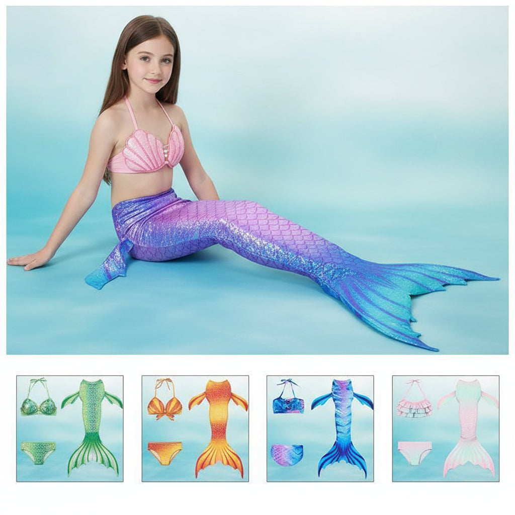 Girls Swimwear Mermaid Costume Fun Swim Set - Image 2